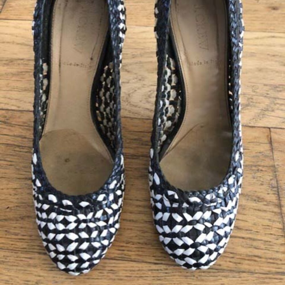 JCREW WOVEN LEATHER PUMPS